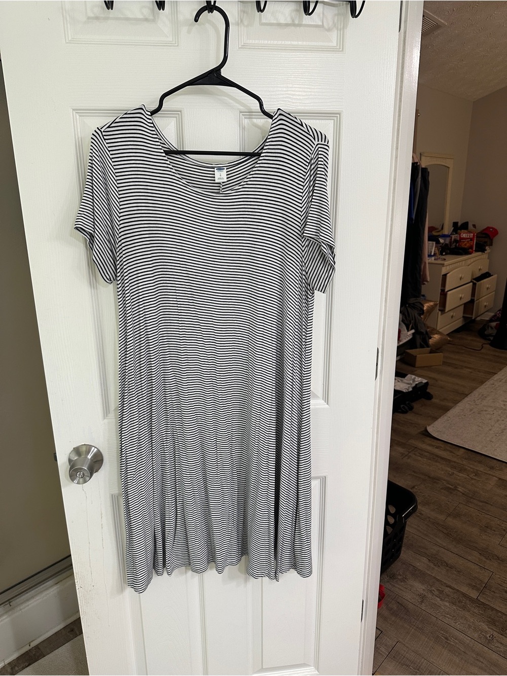 Old Navy Black and White Striped Tee Dress